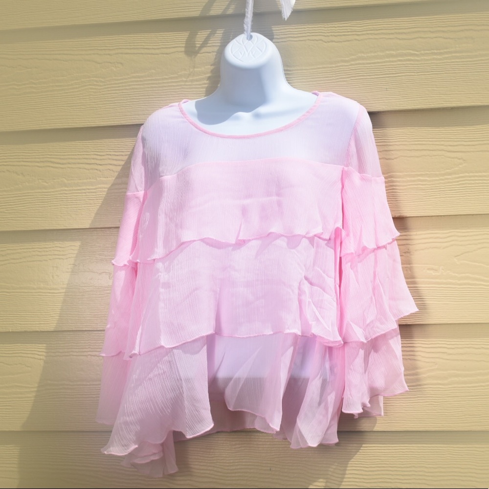 Pink ruffle blouse